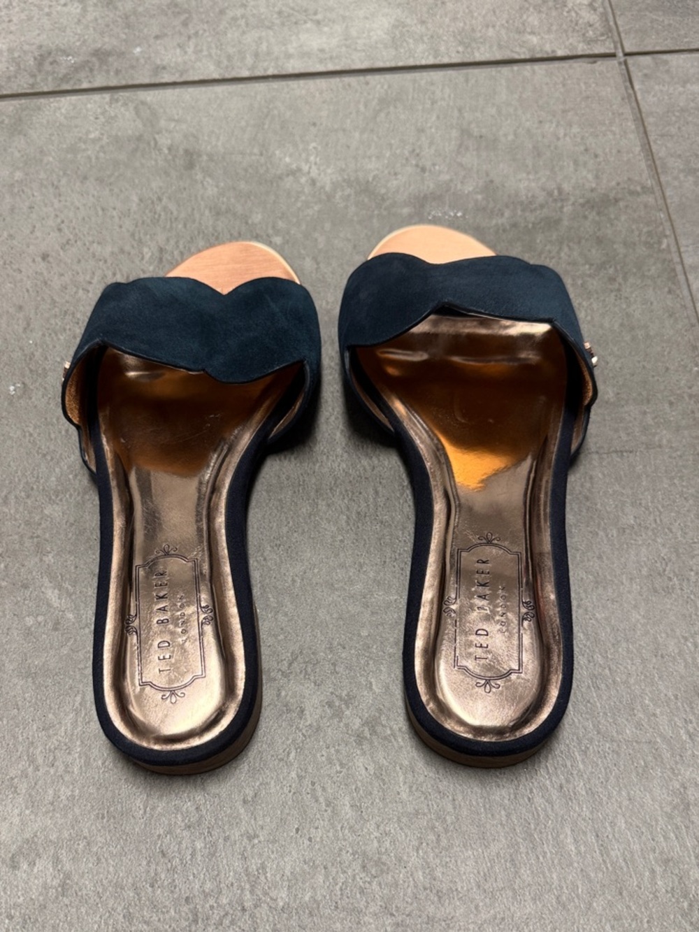 Ted Baker London Navy Scallop Slide Sandals